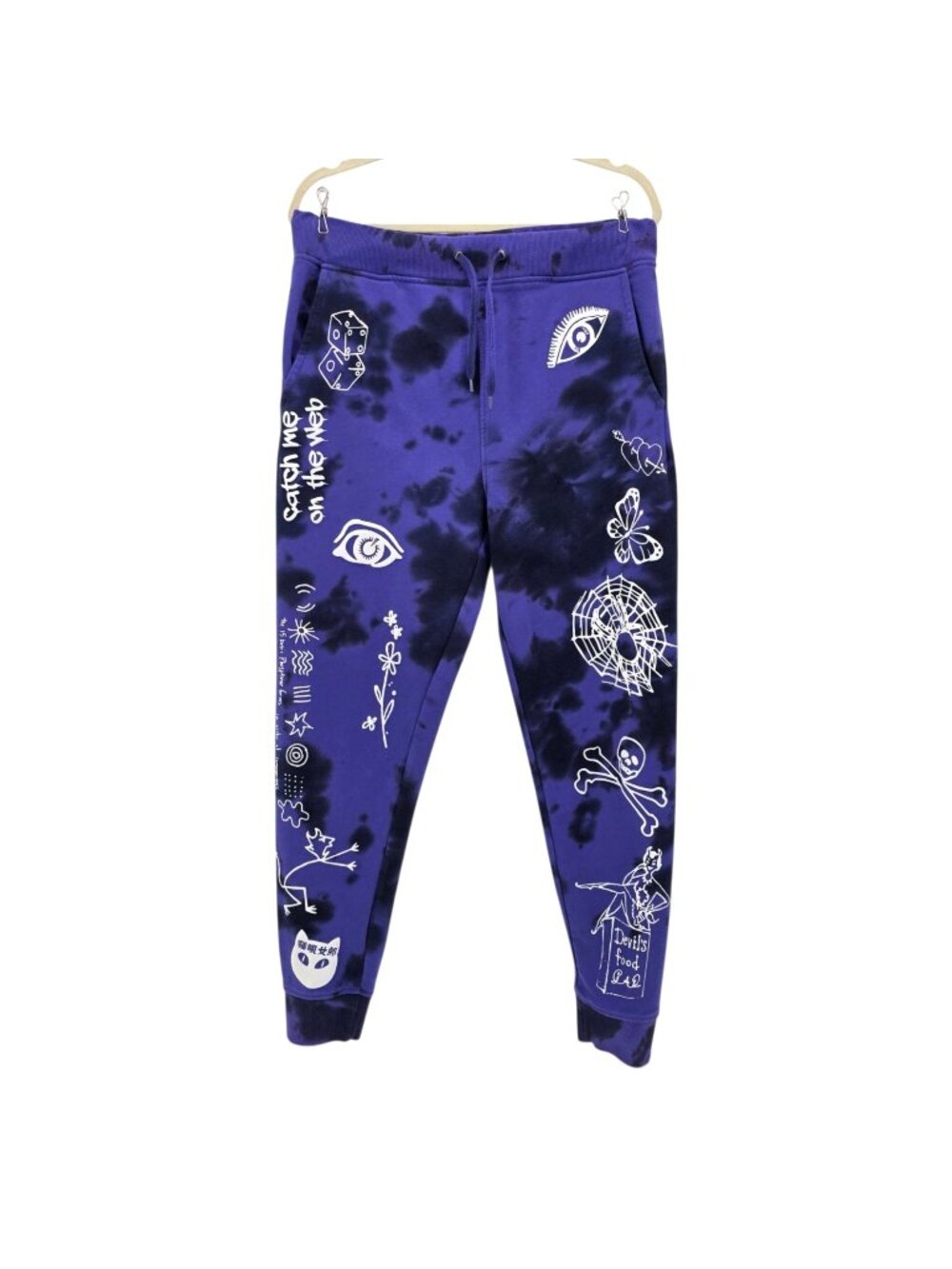 Ninth Hall Adult Large Joggers Detention Graphics Tie Dye Purple Sweatpants Emo